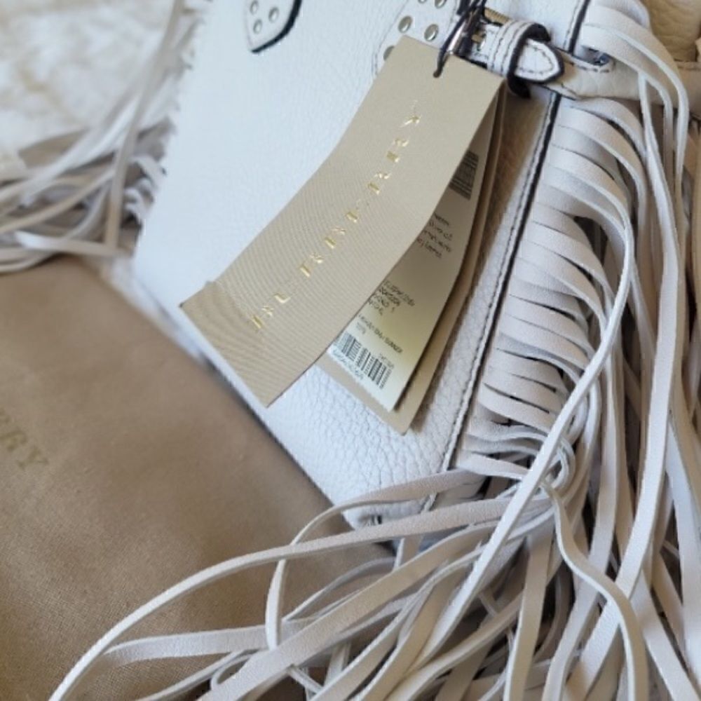 BABY BANNER WHITE STUDDED FRINGE TOTE - Picture 9 of 17